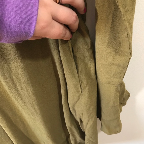 Free People Olive Green Frill Tunic Blouse Size S - Picture 7 of 8